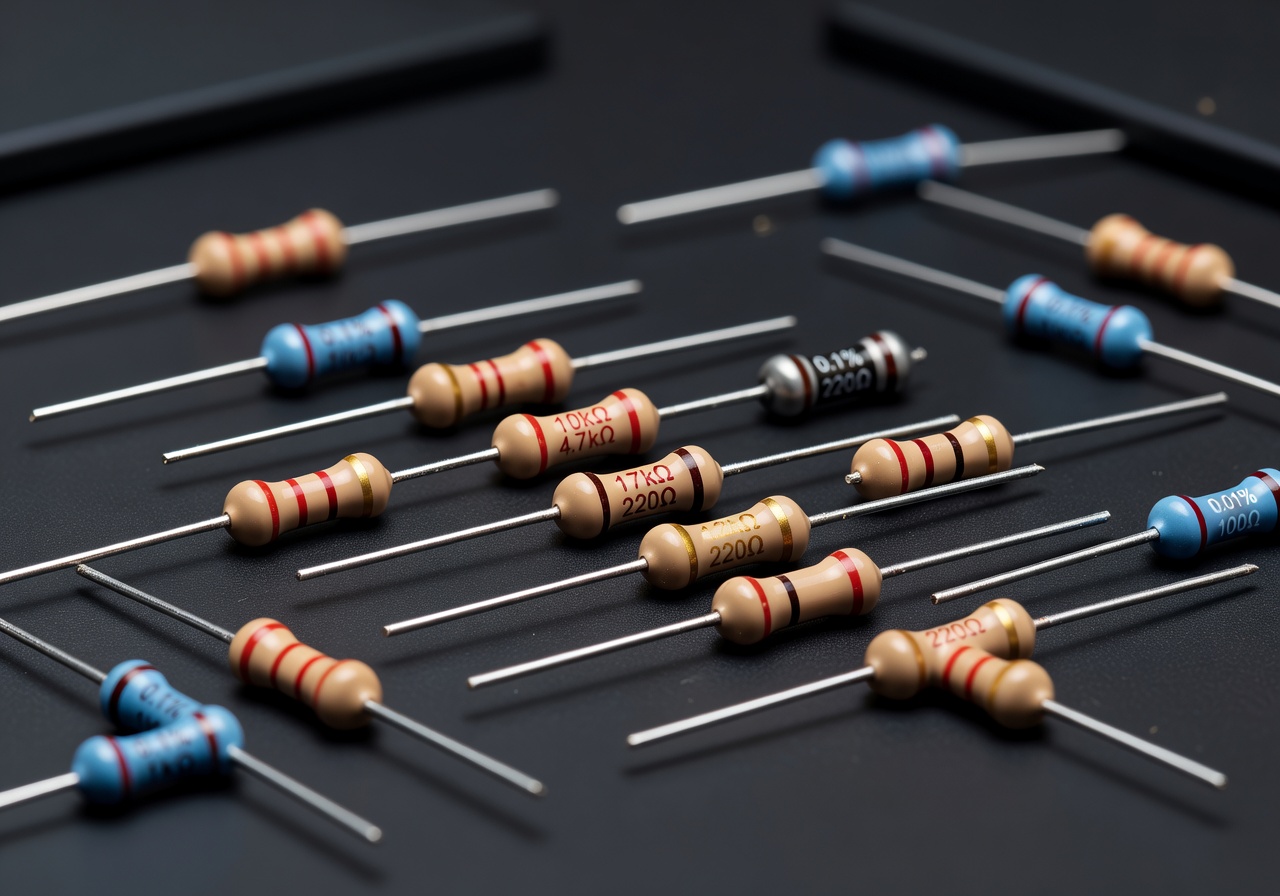 Various resistors in close-up