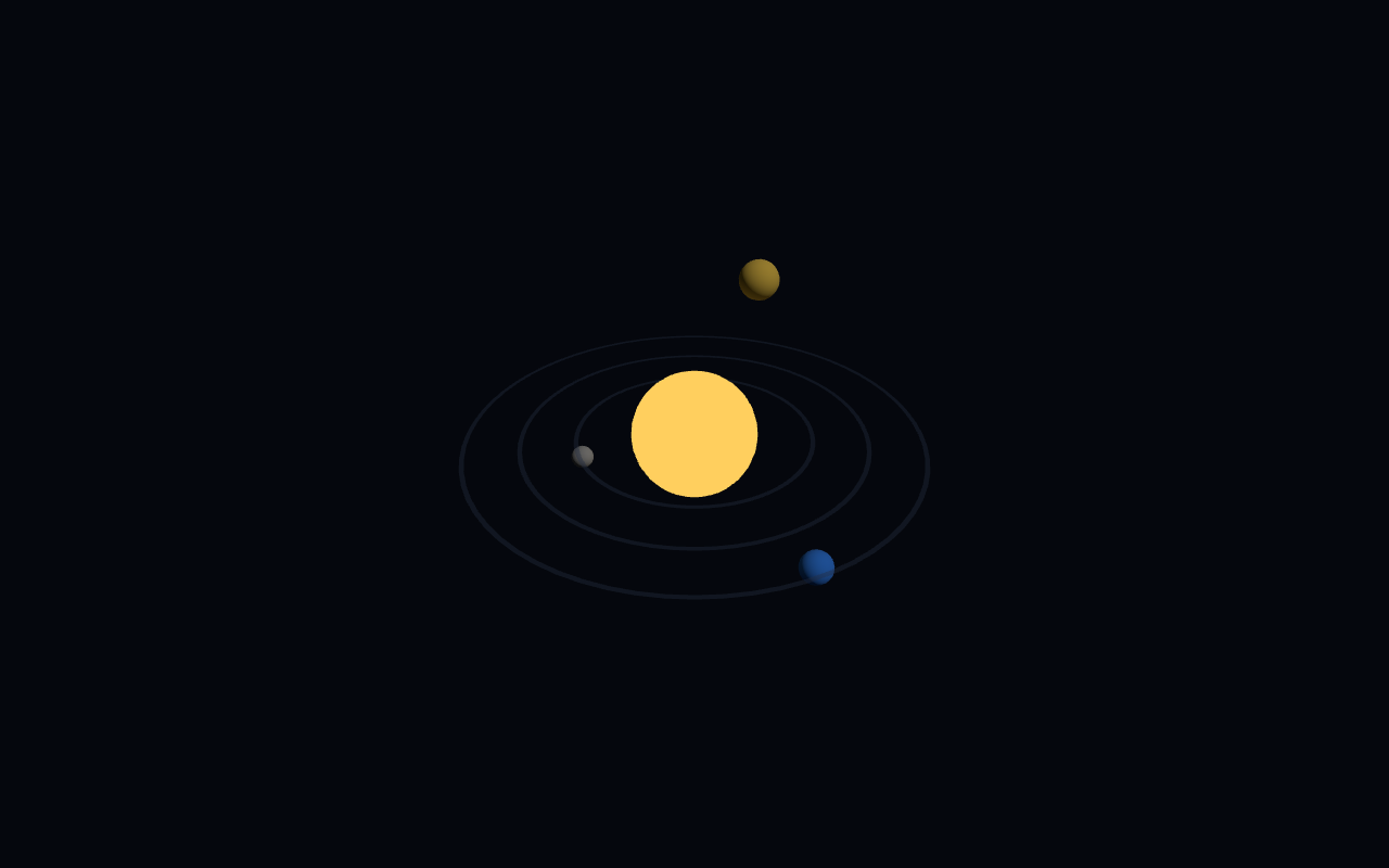 A mini solar system with orbiting planets